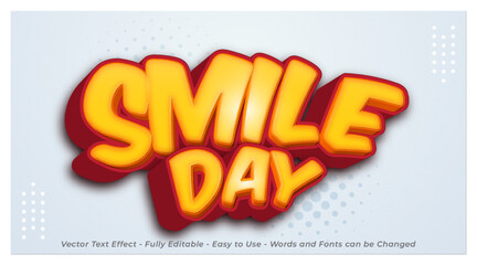Creative 3d text smile day with editable style effect template