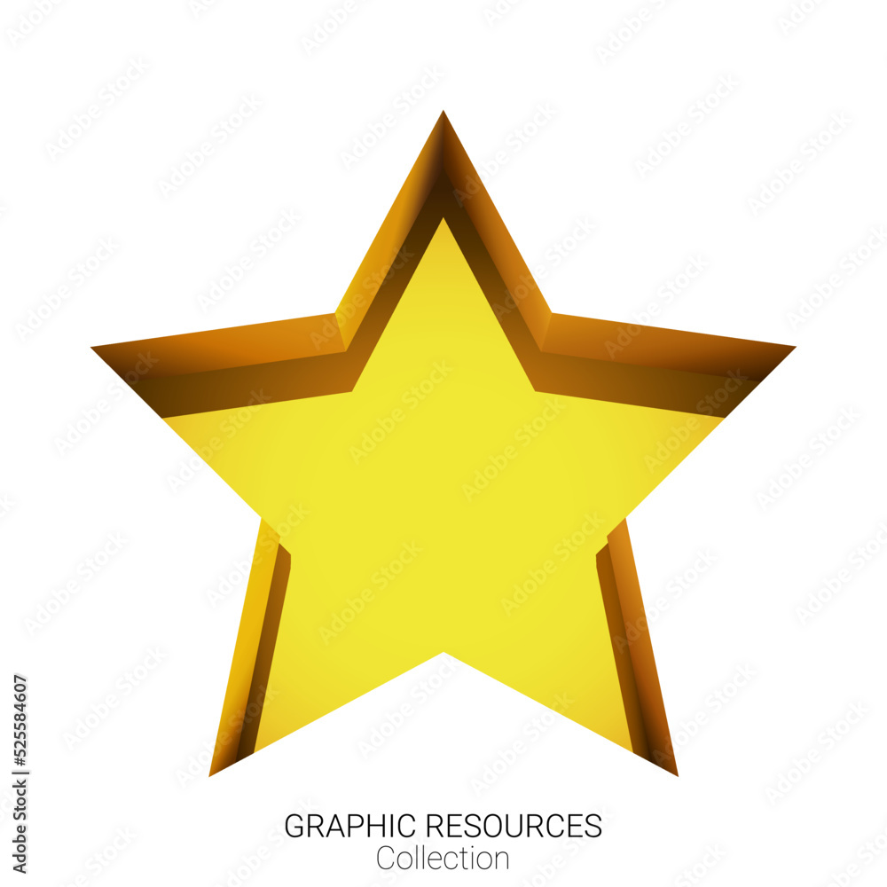 Wall mural 3d star icon. yellow star shape. customer feedback or customer review concept. included in the graph