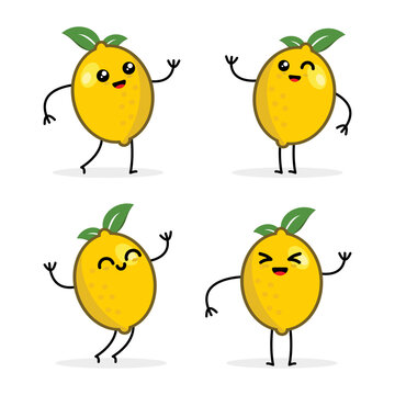 illustration vector graphic lemon fruit character happy