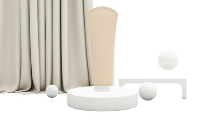 cosmetic product mockups on geometric podiums. Background and geometric shape on the water for presentation of cosmetic realistic 3d rendering PSD