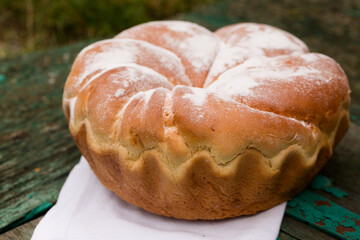 Sweet Ukrainian bread in a rustic style