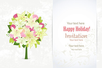 romantic card with decorative tree with flowers. vintage banner