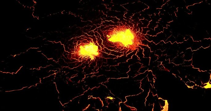 Footage of two erupting craters located on flat topped tuya volcano.