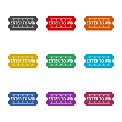 Enter to win ticket icon. Set icons colorful