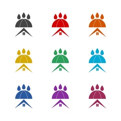 Waterproof Symbol, Water Resistant Materials icon. Set icons colorful