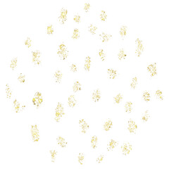 Golden dots, gold splattered pattern. Isolated png illustration, transparent background. Asset for overlay, montage, collage, texture, cards, mark making.