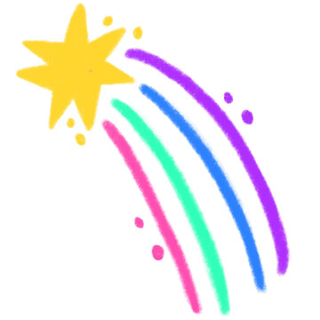 Cute doodle star and rainboe clipart.