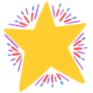 Cute doodle star and rainboe clipart.