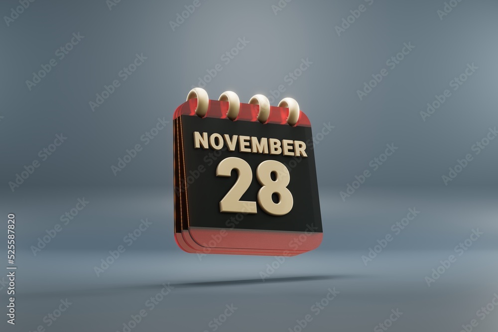 Aufkleber standing black and red month lined desk calendar with date november 28. modern design with golden el