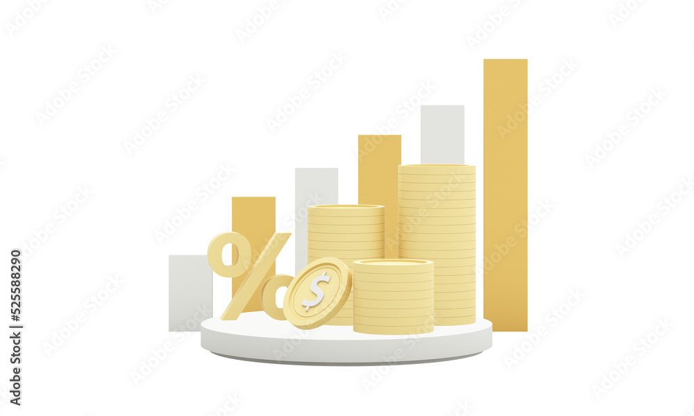 Poster big percent symbol higher interest rates on deposits and digital money in the concept of financial s