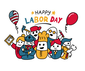 happy labor day doodles cute style for american holiday  event calendar social media advertisement