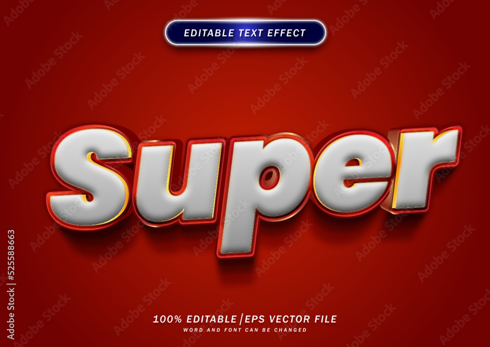 Poster premium super text effect. 3d editable font and text template.