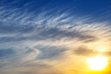 bright colorful sunset in the sky. beauty of nature landscape in the clouds