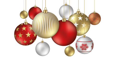 Merry Christmas background design - Golden stars - Christmas balls