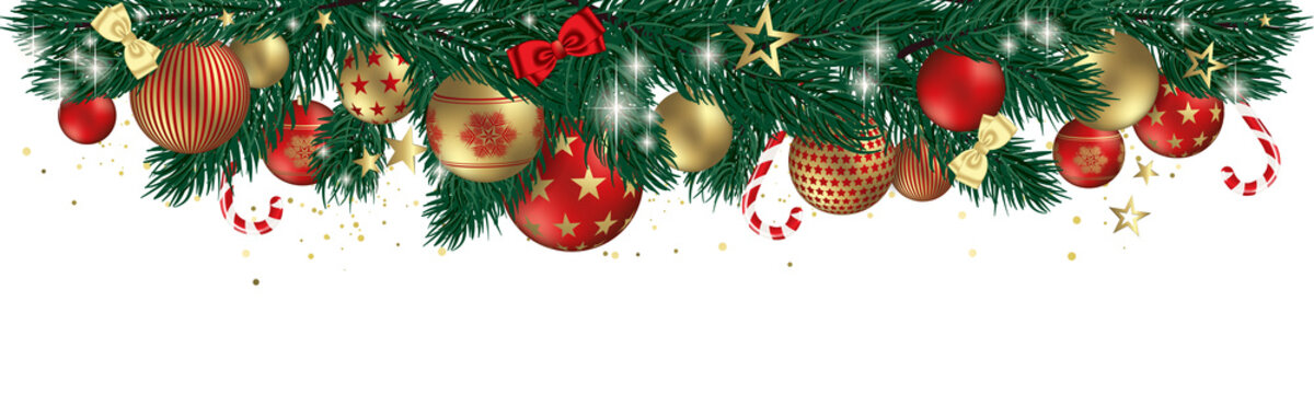 Merry Christmas background design - Golden stars - Christmas balls
