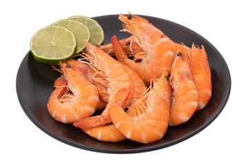 plat de crevettes roses en gros plan