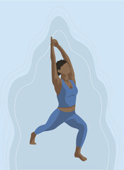 Women yoga. The beautiful girl is doing yoga. Minimalism, silhouette of a girl. Black girl. yoga pose. yoga poster