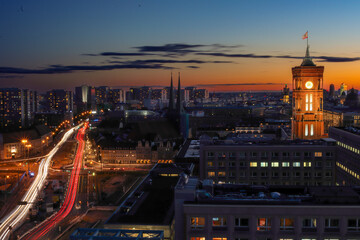 Fototapeta na wymiar Aerial view of Berlin at night
