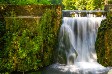 Artificial waterfall at a Hungarian tarn, Josvafo