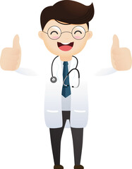 Fototapeta premium Doctor shows a hand with a raised thumb, class, OK, like.