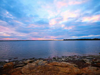 sunset over the lake