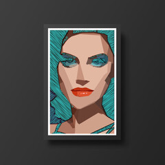 Abstract beautiful women portrait. Woman beauty fashion concept, minimalistic style. Trendy modern illustration for poster, banner, cover.