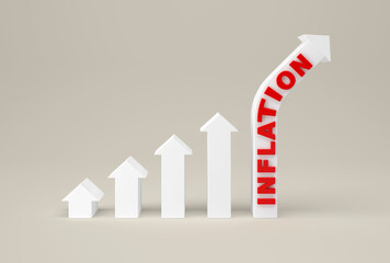 arrow with increasing inflation symbol - 3D illustration