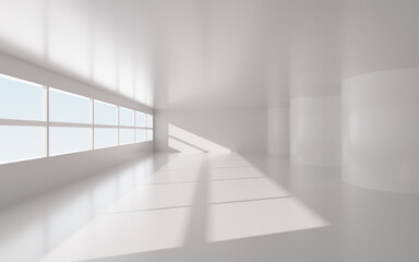 White empty architecture with curves , 3d rendering.