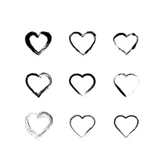 Set of abstract vector grunge hearts