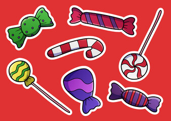 Vector cartoon candy set stickers