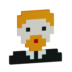 Redhead businessman avatar. Pixel art stylized, 3D illustration.