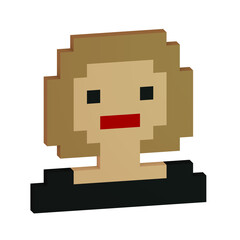 Businesswoman avatar. Pixel art stylized, 3D illustration.