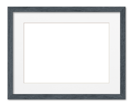 Empty frame. Blank grey mounted small landscape frame transparent