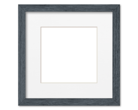 Empty frame. Blank small square grey mounted portrait frame transparent
