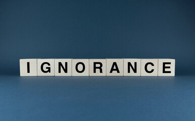 Ignorance. Cubes form the word Ignorance.