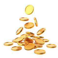 Golden coin. Coins stack. 3D element.