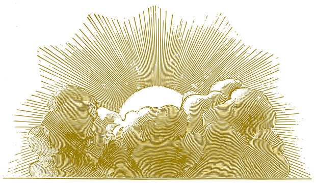 Sun bursting through the clouds. Rays of the sun. isolated