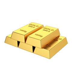 Gold bars. Gold bullion. Gold ingot. 3D element.