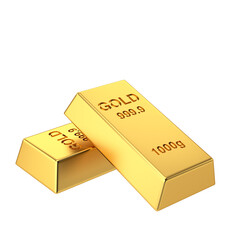 Gold bars. Gold bullion. Gold ingot. 3D element.