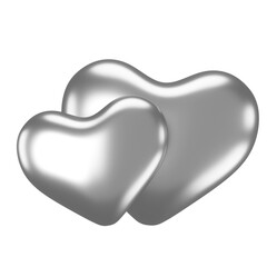 Couple heart. 3D heart element. Valentine card decoration.