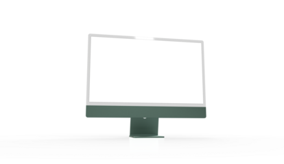 Trendy realistic thin frame monitor mock up with blank white screen