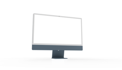 Computer display with blank white screen 3d