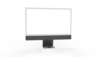 Computer display with blank white screen 3d.