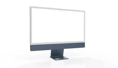 Realistic 3D Computer, with a white screen, isolated on a background