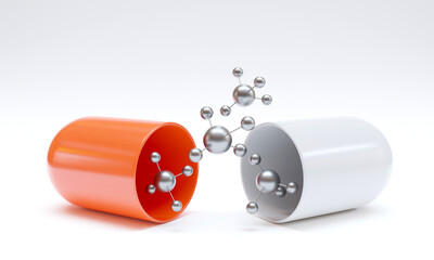 Empty Capsule shells isolated on white background 3D Rendering