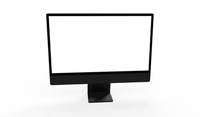 Trendy realistic thin frame monitor mock up with blank white screen