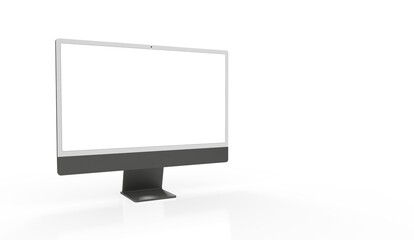 Computer display with blank white screen 3d