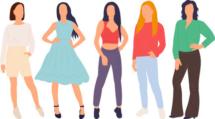 fashion women in flat style isolated, vector