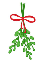 Christmas sprig of mistletoe. Illustration for greeting cards and invitations