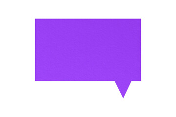 Speech balloon square purple paper isolated on transparent background. communication bubbles.